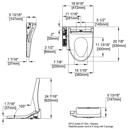 TOTO KC2 Washlet Cotton White Electronic Elongated Toilet Bidet Seat