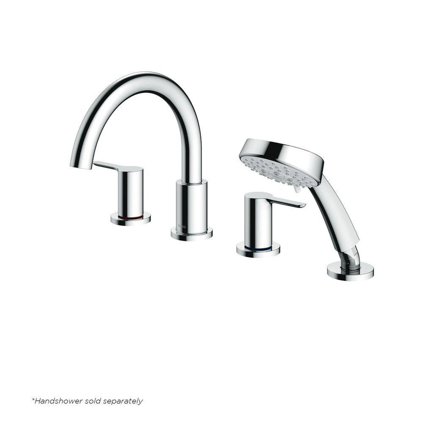 TOTO LB Polished Chrome Double-Handle Deck-Mounted Roman Tub Filler With Handshower Outlet
