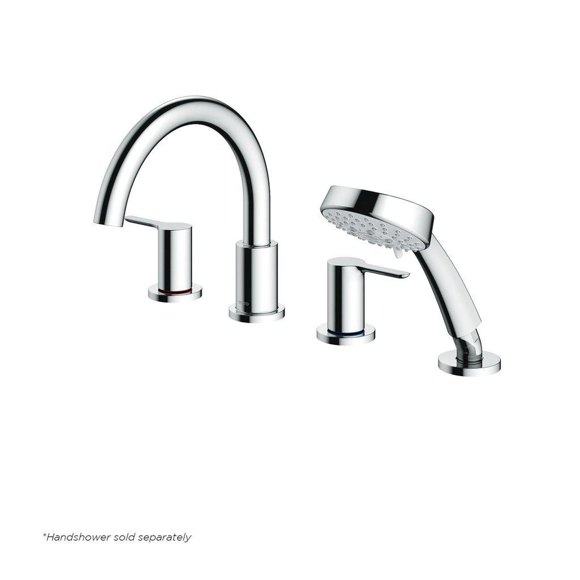 TOTO LB Polished Chrome Double-Handle Deck-Mounted Roman Tub Filler With Handshower Outlet