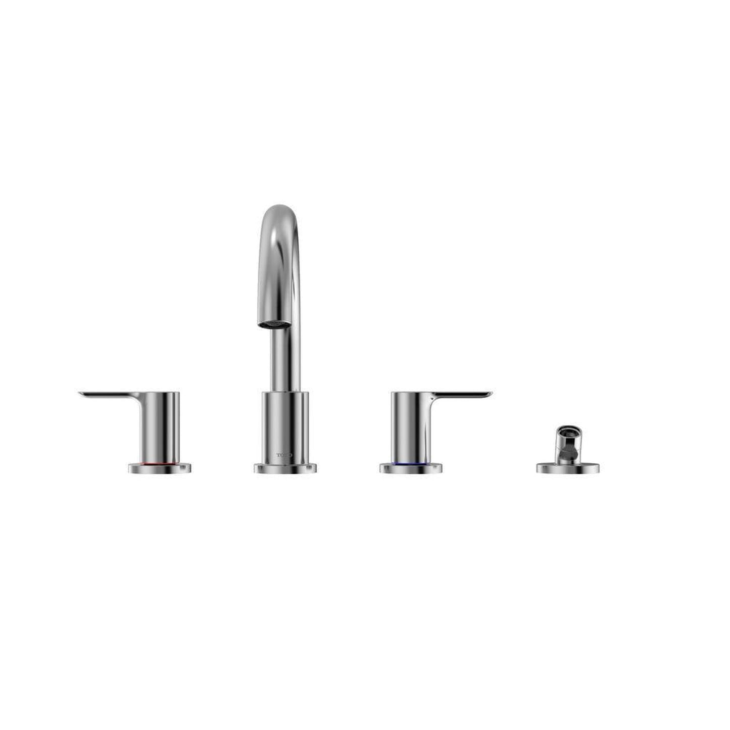 TOTO LB Polished Chrome Double-Handle Deck-Mounted Roman Tub Filler With Handshower Outlet