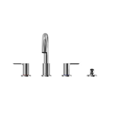 TOTO LB Polished Chrome Double-Handle Deck-Mounted Roman Tub Filler With Handshower Outlet