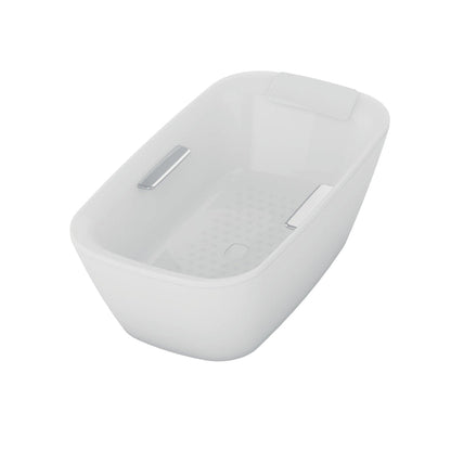 TOTO Neorest Cotton White 71" Solid Surface Freestanding Soaker Bathtub With Drain