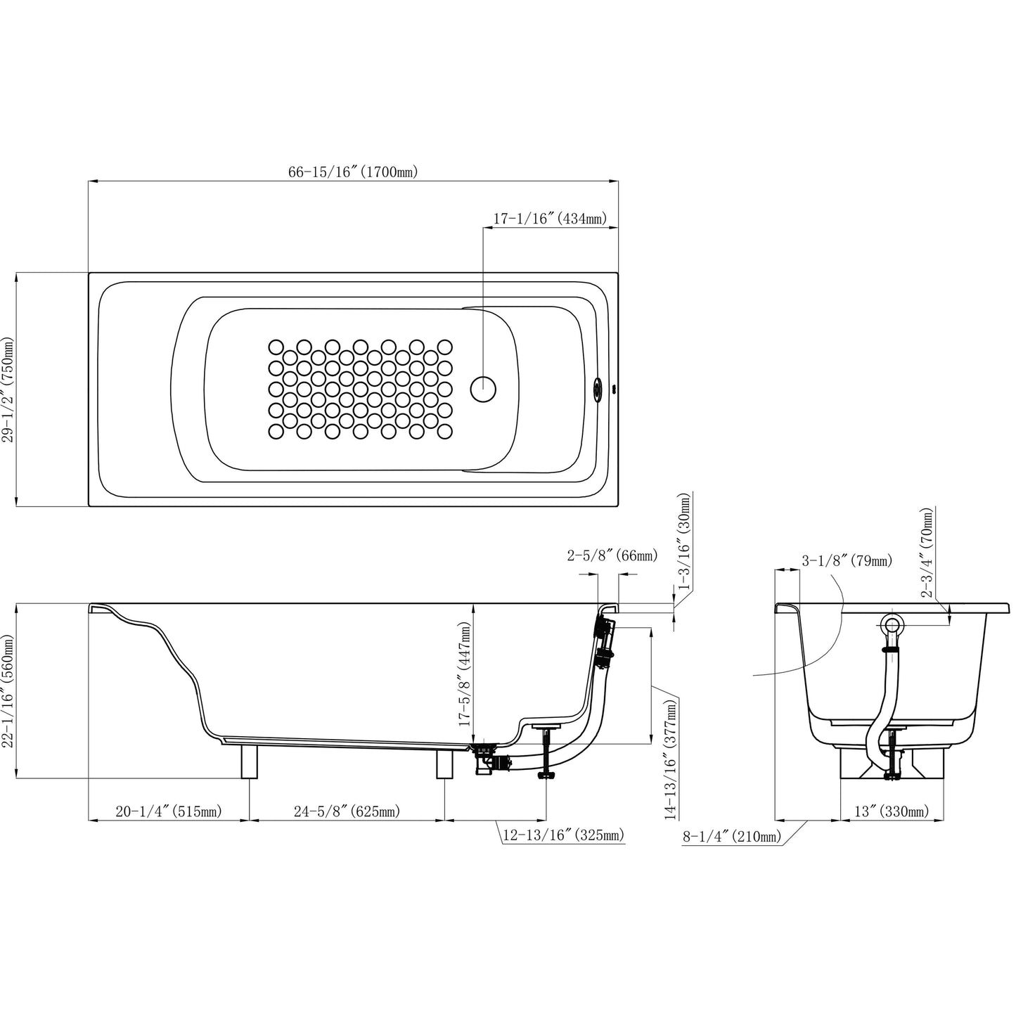 TOTO Pearl White 67" Flotation Drop-In Soaking Bathtub With Recline Comfort