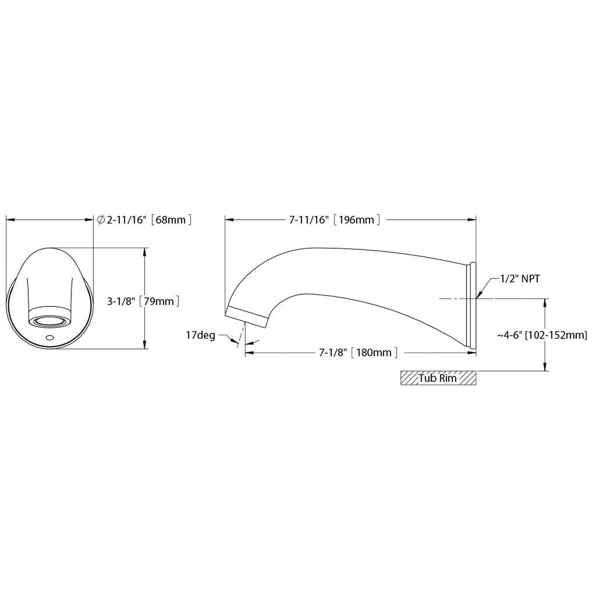 TOTO Silas Brushed Nickel Wall-Mounted Tub Spout Without Diverter