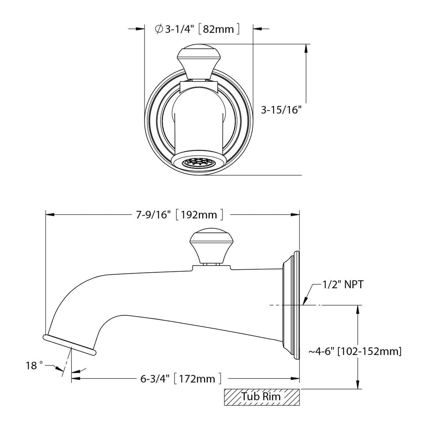 TOTO Vivian Brushed Nickel Wall-Mounted Tub Spout Trim With Diverter