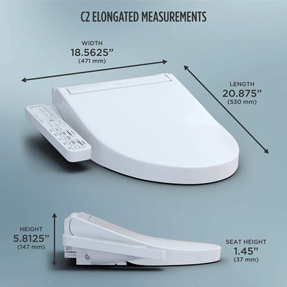 TOTO Washlet+ C2 Cotton White Electronic Elongated Toilet Bidet Seat