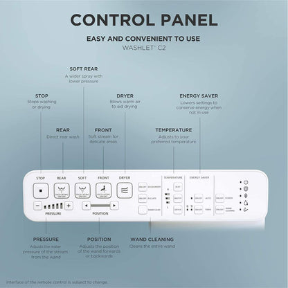 TOTO Washlet+ C2 Cotton White Electronic Elongated Toilet Bidet Seat