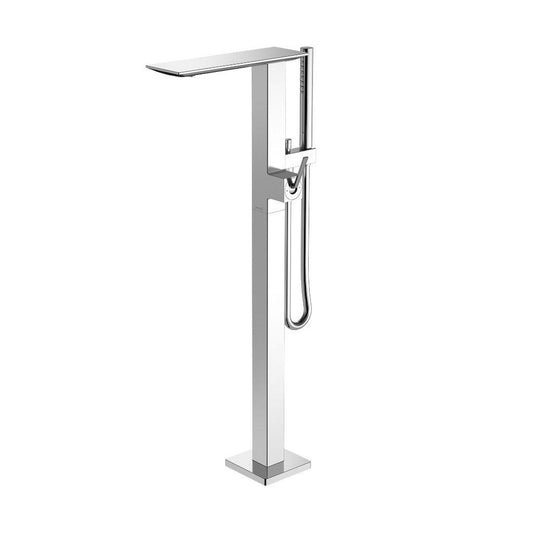 TOTO ZL Polished Chrome Modern Freestanding Tub Filler With Handshower