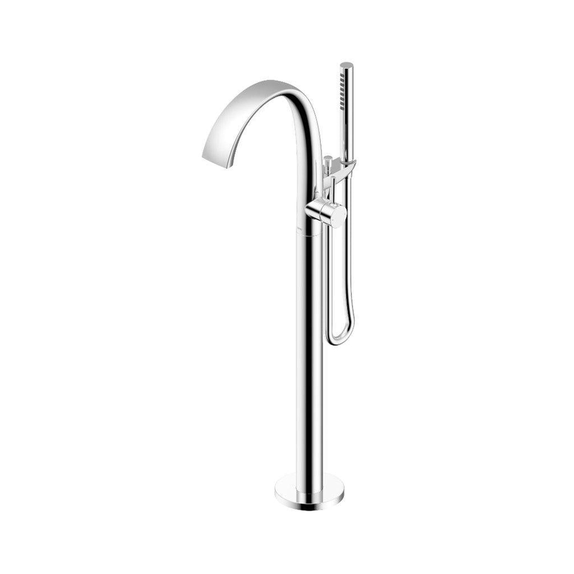 TOTO ZN Polished Chrome Modern Freestanding Tub Filler With Handshower