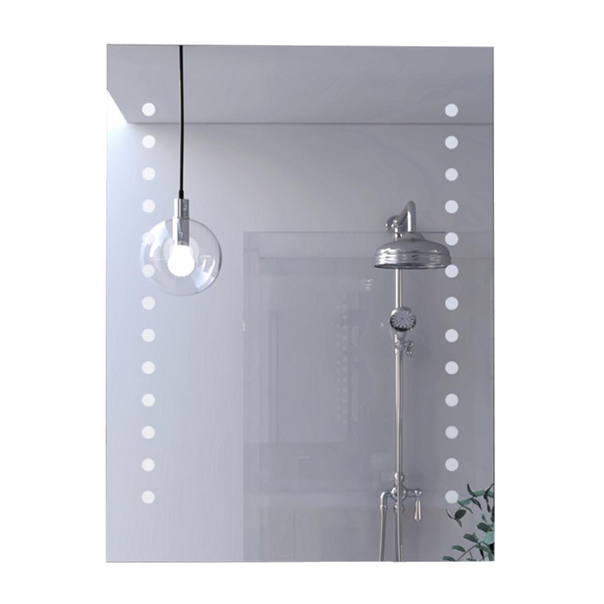TUHOME Flektar Bras 24" x 32" Rectangular Frameless Wall-Mounted Mirror With Sandblasted Frosted Circles