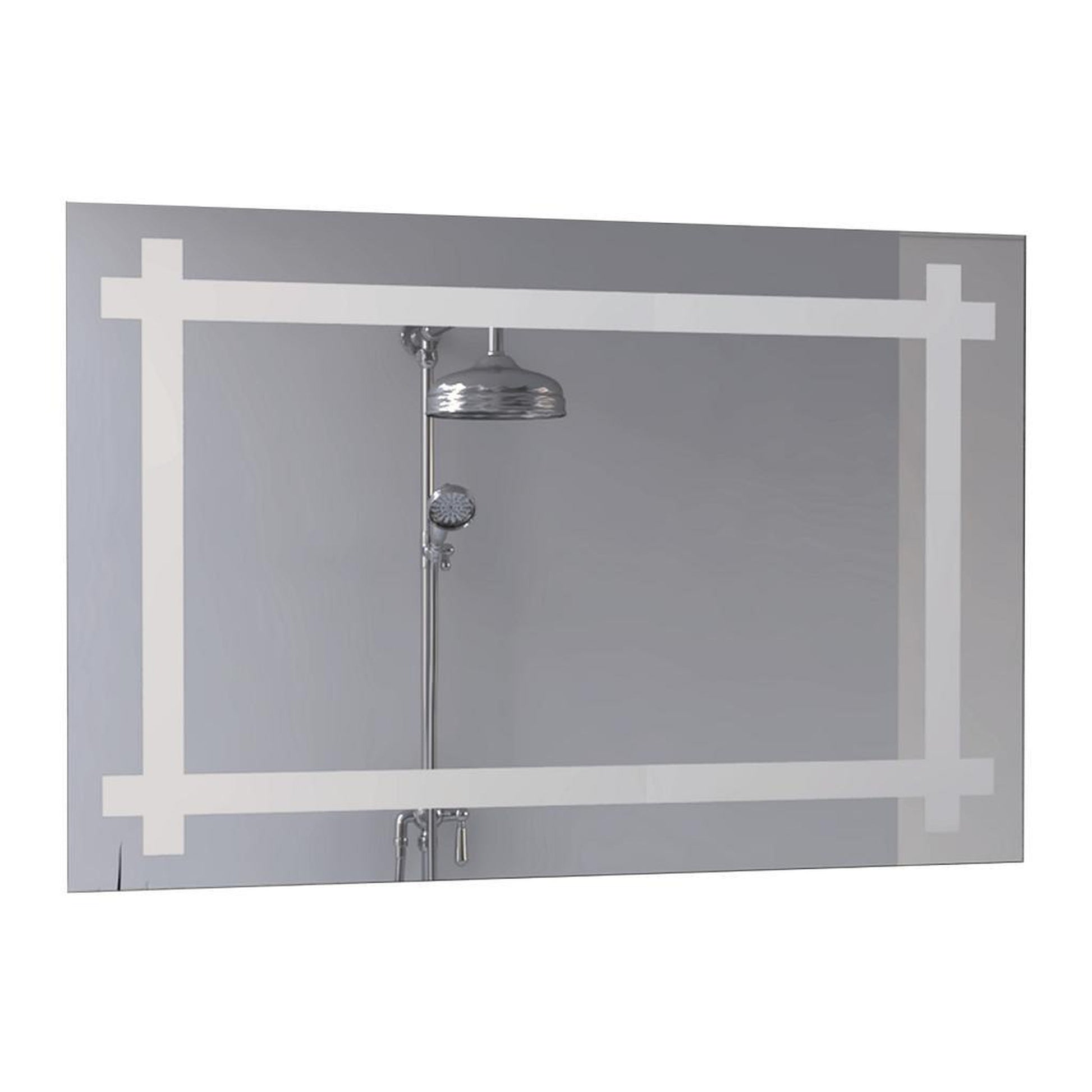 TUHOME Flektar Broni 35" x 24" Frameless Wall-Mounted Mirror With Interior Frosted Frame Design