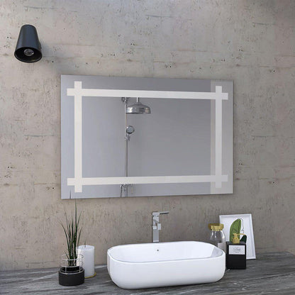 TUHOME Flektar Broni 35" x 24" Frameless Wall-Mounted Mirror With Interior Frosted Frame Design