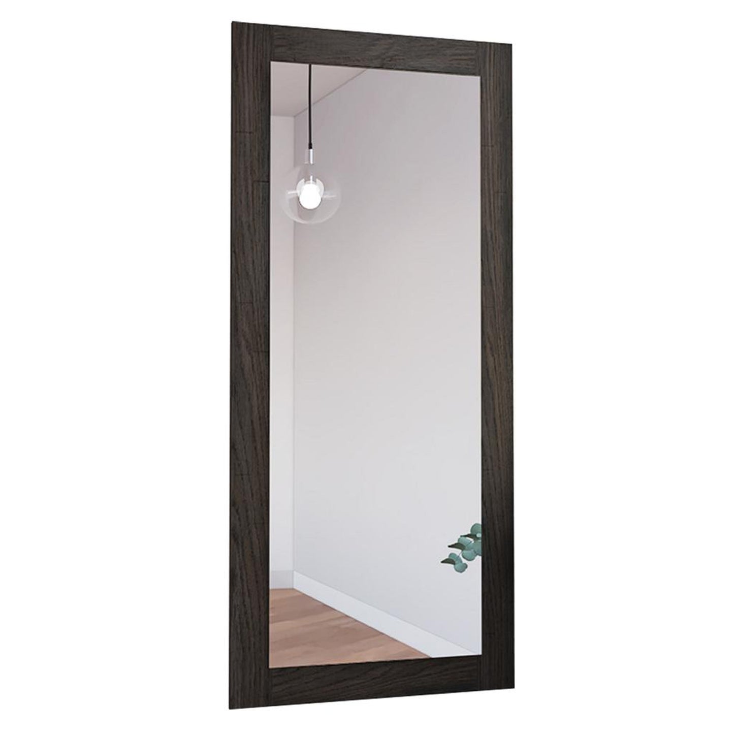 TUHOME Flektar Marsala 28" x 63" Rectangular Framed Wall-Mounted Mirror in Espresso Wood Finish