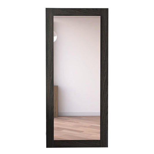 TUHOME Flektar Marsala 28" x 63" Rectangular Framed Wall-Mounted Mirror in Espresso Wood Finish