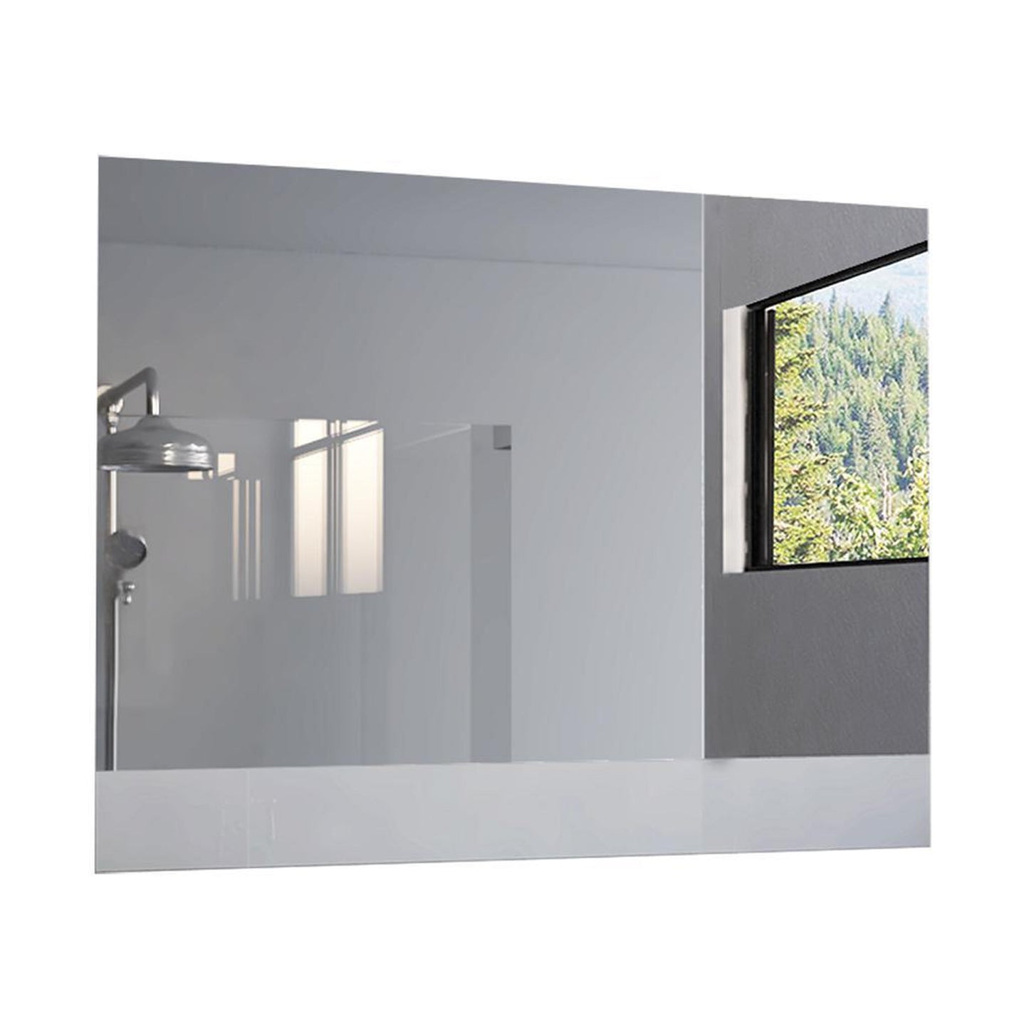 TUHOME Flektar Palermo 35" x 28" Rectangular Frameless Wall-Mounted Mirror With Frozen Edge