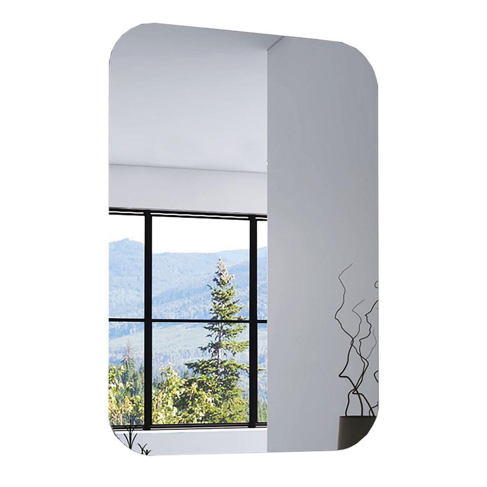 TUHOME Flektar Pompei 24" x 36" Rectangular Frameless Wall-Mounted Mirror With Rounded Edges