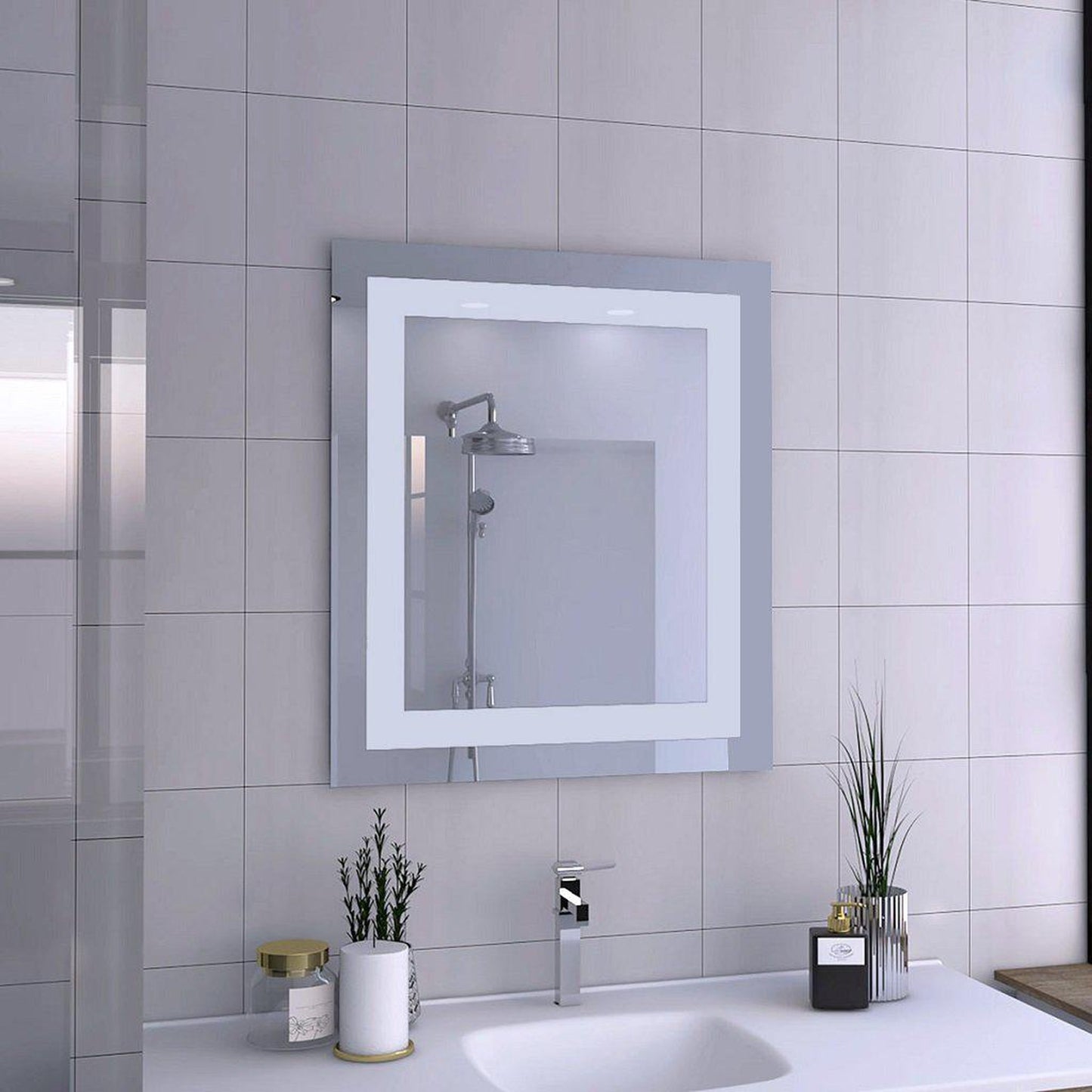 TUHOME Flektar Torino 26" x 30" Rectangular Frameless Wall-Mounted Mirror With Interior Frozen Frame Design