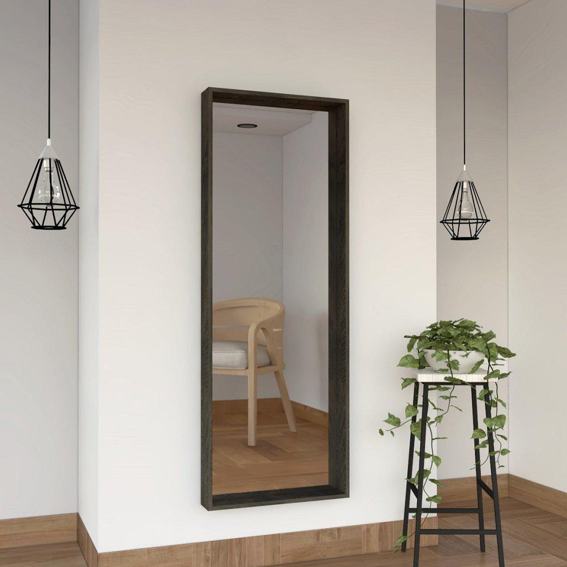 TUHOME Flektar Trento 22" x 59" Rectangular Framed Wall-Mounted Mirror in Espresso Wood Finish