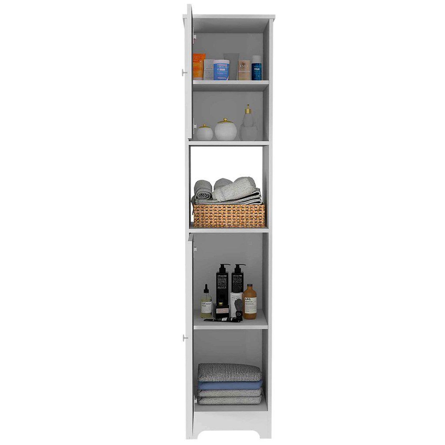 TUHOME Ibis 68" White Freestanding Linen Cabinet With Open Shelf