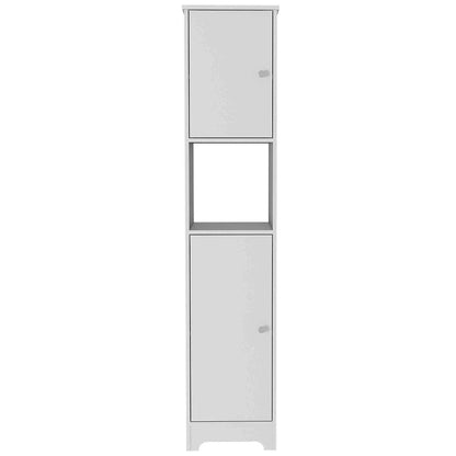 TUHOME Ibis 68" White Freestanding Linen Cabinet With Open Shelf