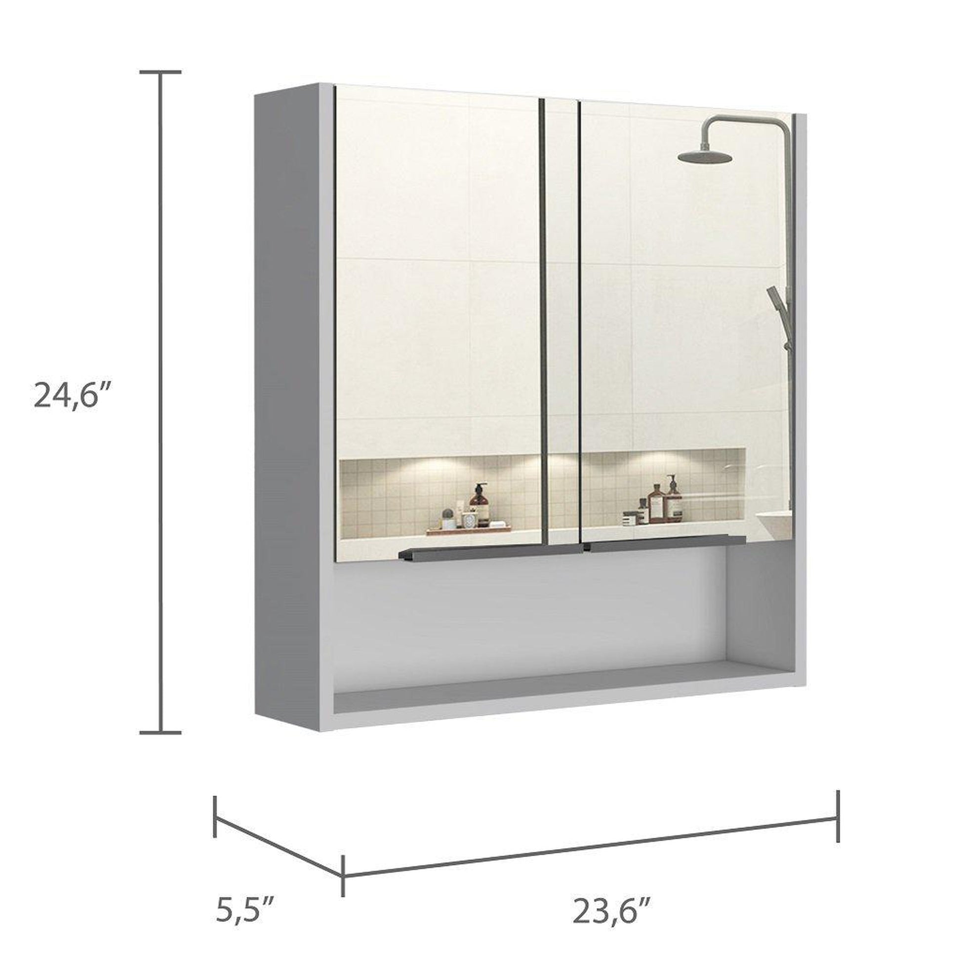 Ponte Giulio USA Glossy White 1-Tier Wall Mount Bathroom Shelf (23.625-in x  4.56-in) in the Bathroom Shelves department at