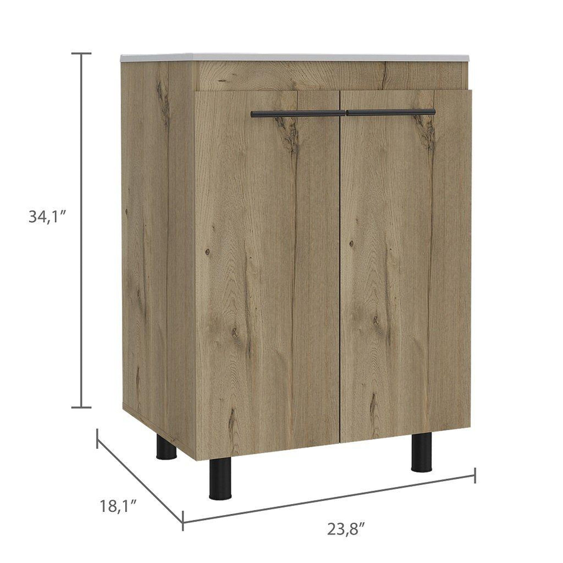 TUHOME Khari 24" Light Oak Freestanding Vanity With Adjustable Legs