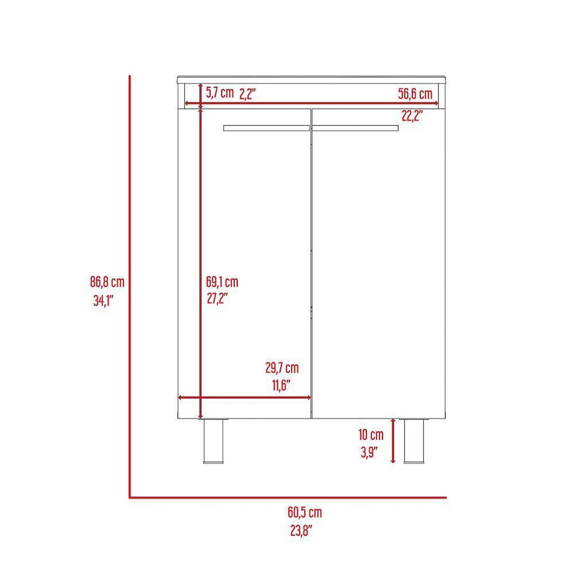 TUHOME Khari 24" Light Oak Freestanding Vanity With Adjustable Legs