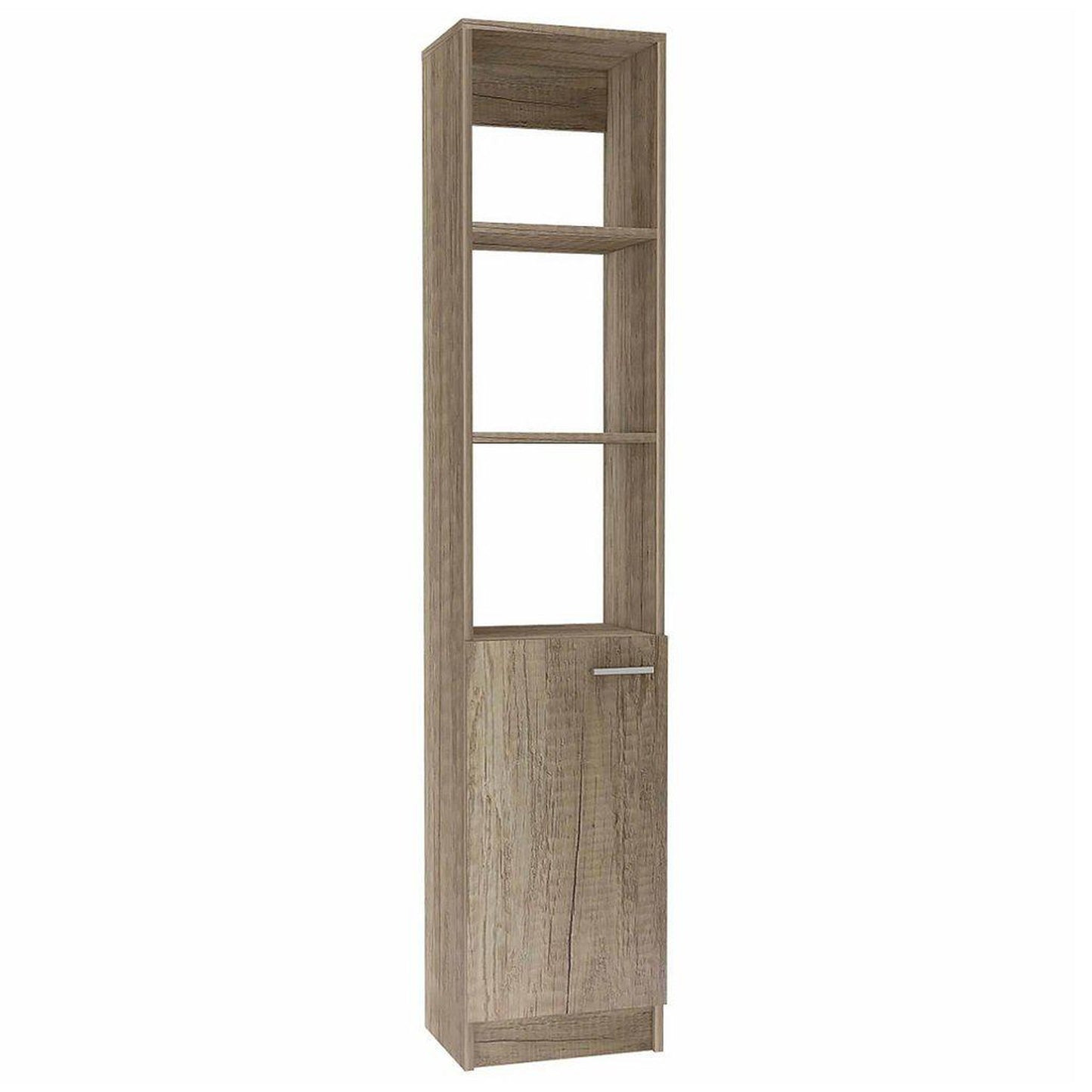 TUHOME Malaga 63" Weathered Oak Freestanding Linen Cabinet With 3 Open Shelves