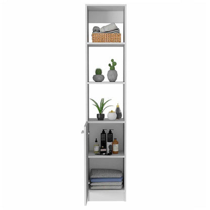 TUHOME Malaga 63" White Freestanding Linen Cabinet With 3 Open Shelves