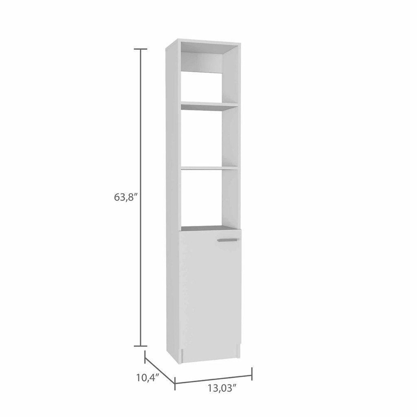 TUHOME Malaga 63" White Freestanding Linen Cabinet With 3 Open Shelves