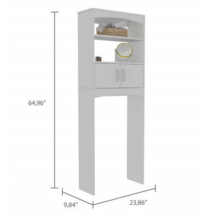 TUHOME Malta 24" x 65" White Freestanding Over-The-Toilet Cabinet With 2 Open Shelves