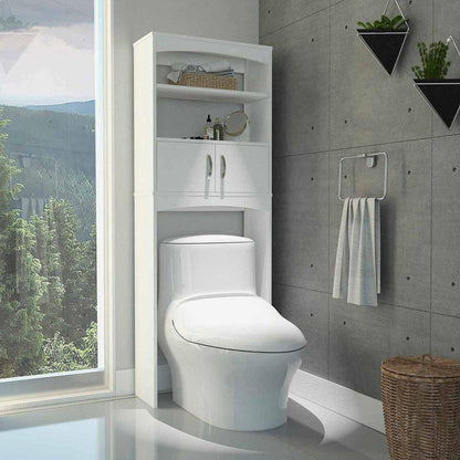 TUHOME Malta 24" x 65" White Freestanding Over-The-Toilet Cabinet With 2 Open Shelves