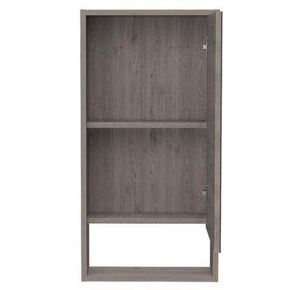 TUHOME Mariana 18" x 35" Light Oak Wall-Mounted Mirror Medicine Cabinet With Open Shelf