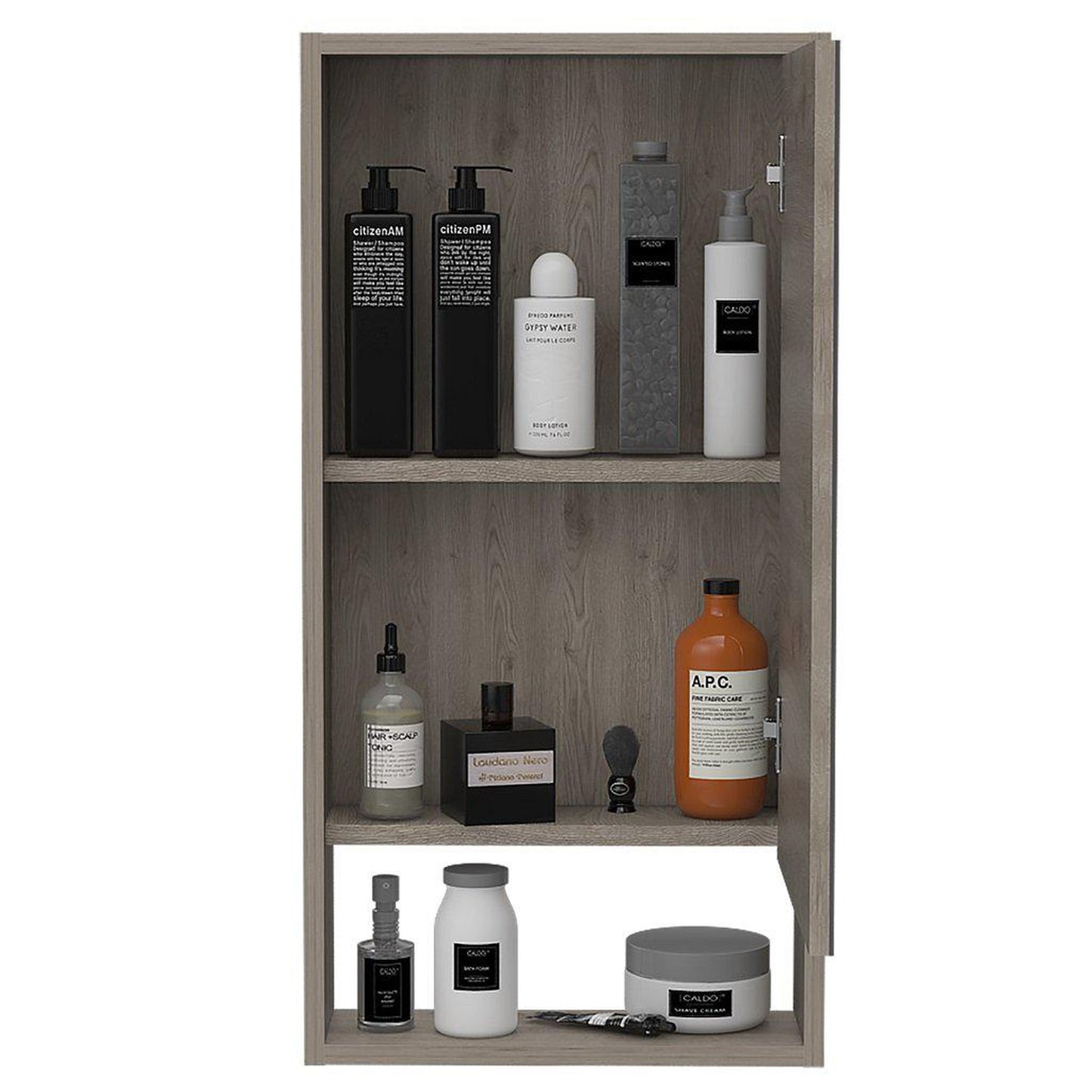 TUHOME Mariana 18" x 35" Light Oak Wall-Mounted Mirror Medicine Cabinet With Open Shelf