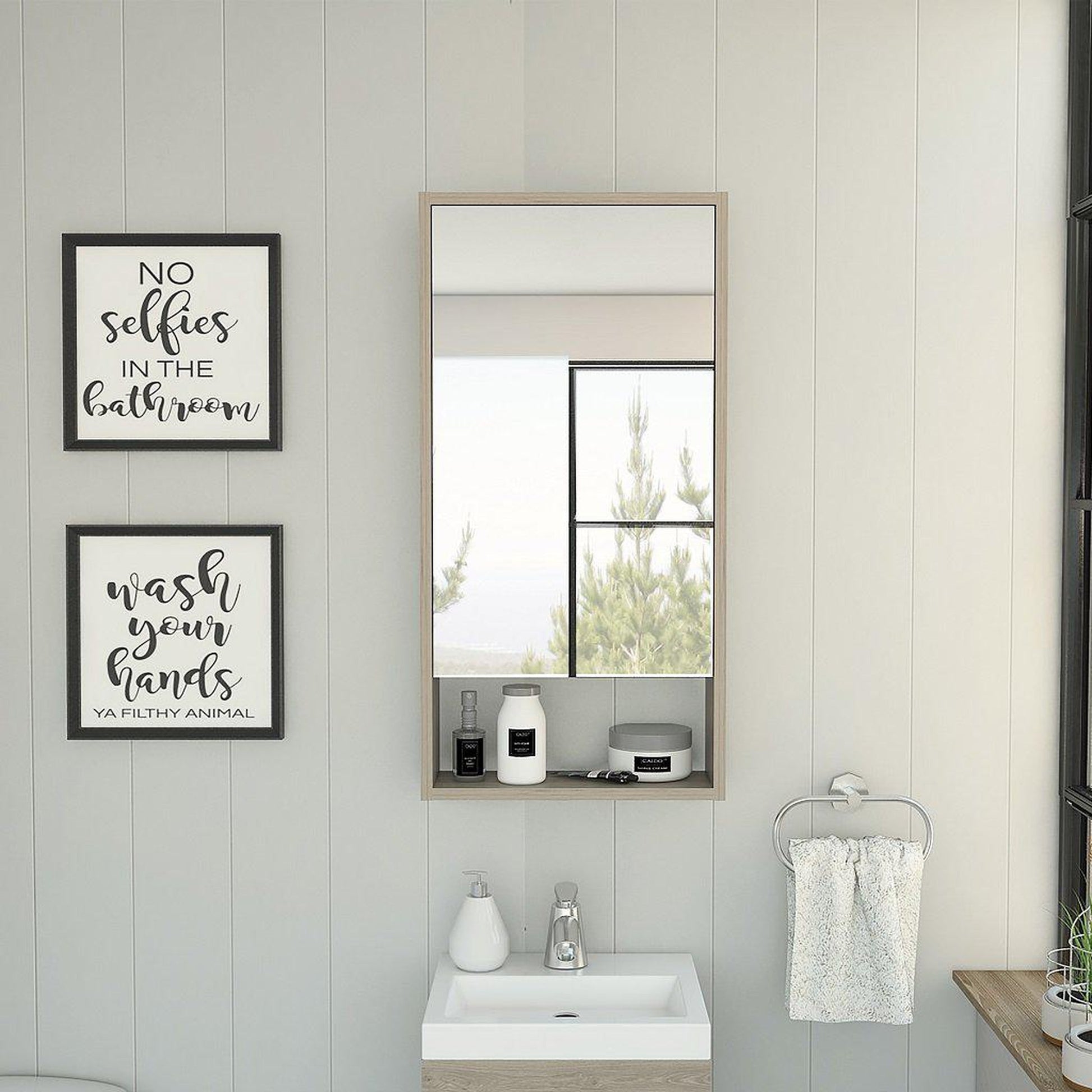 36 inch Wide Wall Mount Mirrored Bathroom Medicine Cabinet Triple Mirror Door, White