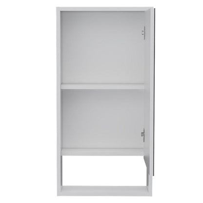 TUHOME Mariana 18" x 35" White Wall-Mounted Mirror Medicine Cabinet With Open Shelf