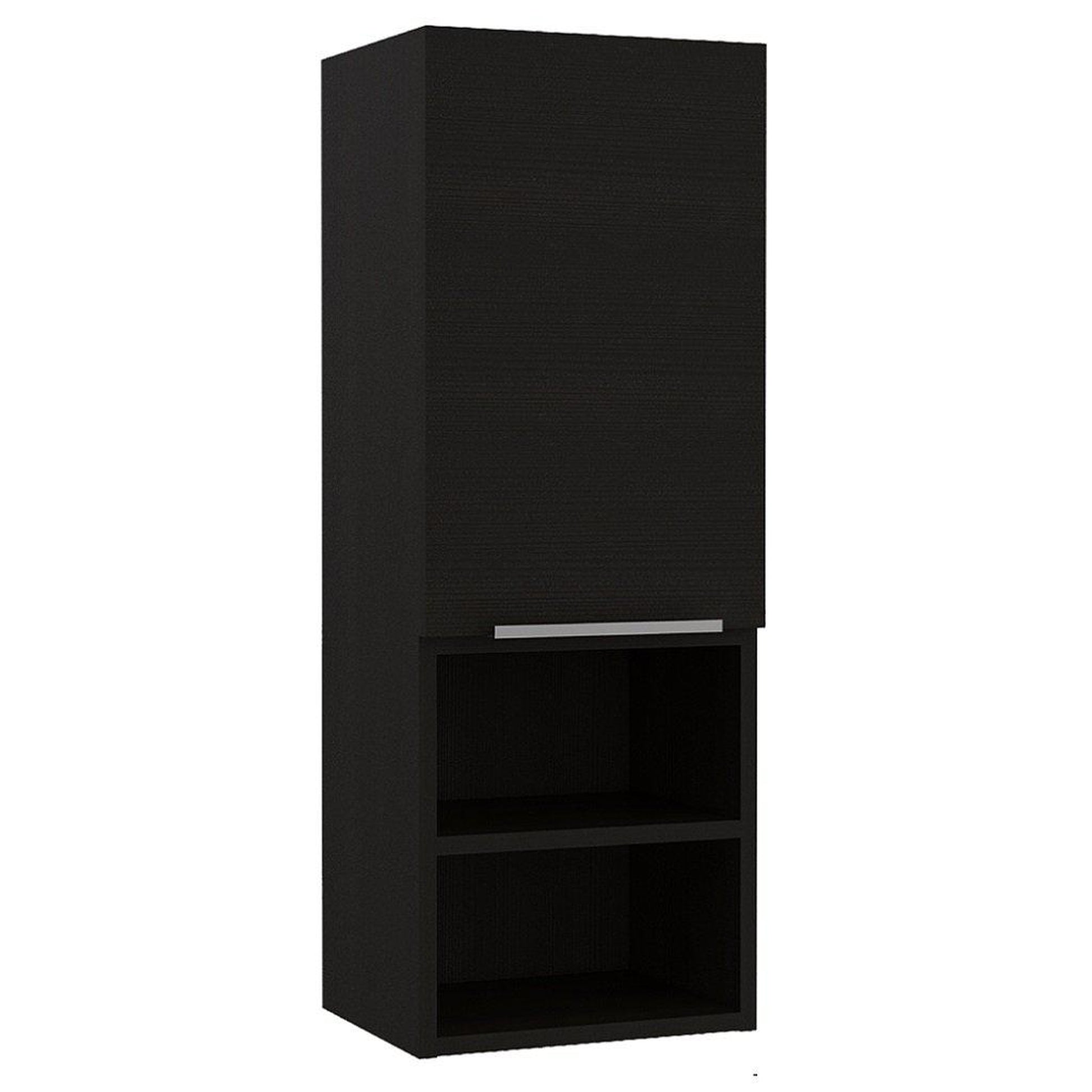 TUHOME Mila 32" Black Wengue Wall-Mounted Cabinet With 2 Open Shelves