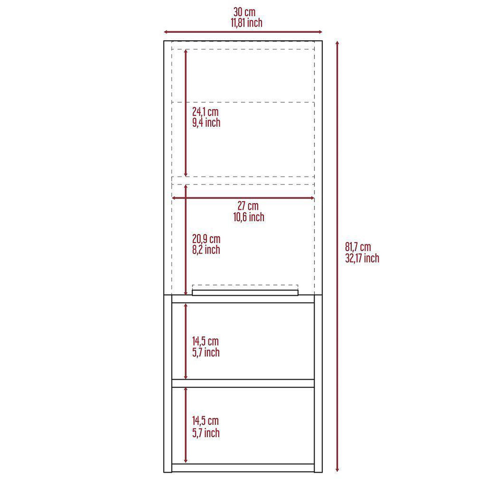 TUHOME Mila 32" Black Wengue Wall-Mounted Cabinet With 2 Open Shelves