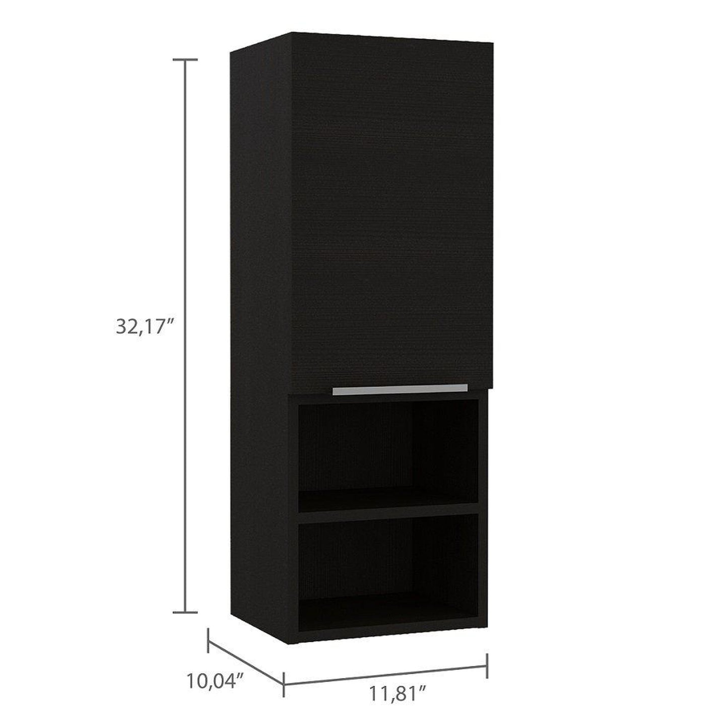 TUHOME Mila 32" Black Wengue Wall-Mounted Cabinet With 2 Open Shelves