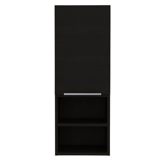 TUHOME Mila 32" Black Wengue Wall-Mounted Cabinet With 2 Open Shelves