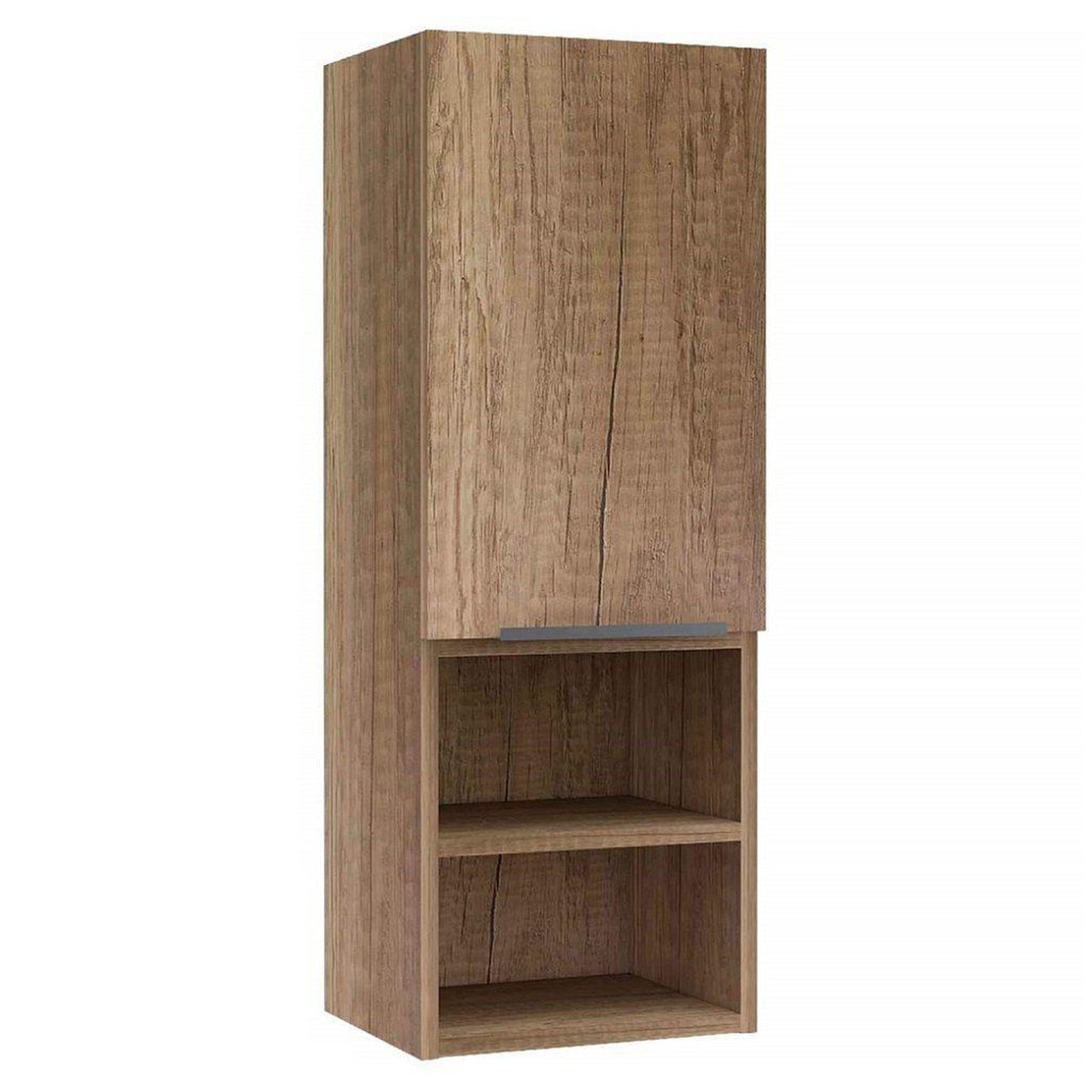 TUHOME Mila 32" Weathered Oak Wall-Mounted Cabinet With 2 Open Shelves