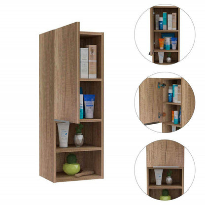 TUHOME Mila 32" Weathered Oak Wall-Mounted Cabinet With 2 Open Shelves