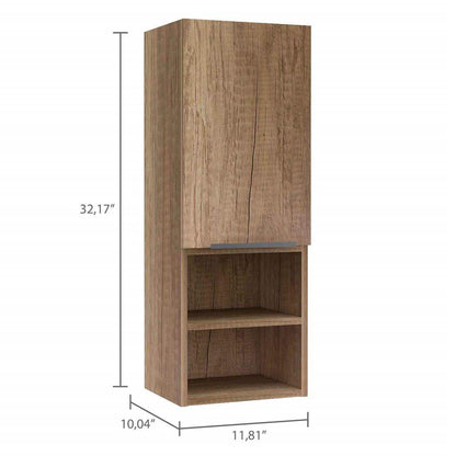 TUHOME Mila 32" Weathered Oak Wall-Mounted Cabinet With 2 Open Shelves