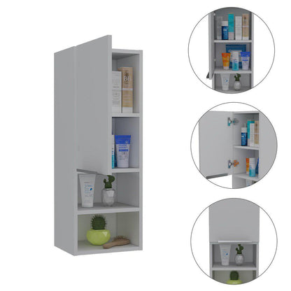 TUHOME Mila 32" White Wall-Mounted Cabinet With 2 Open Shelves