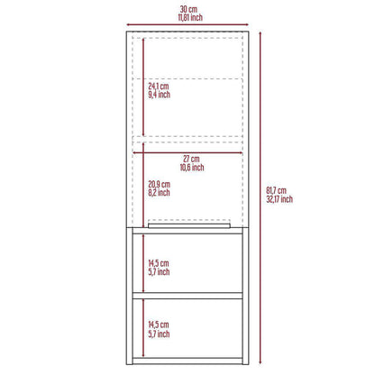 TUHOME Mila 32" White Wall-Mounted Cabinet With 2 Open Shelves