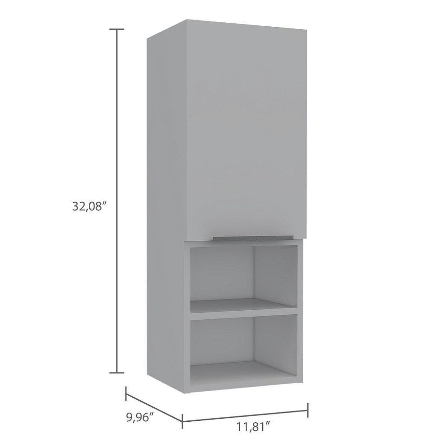 TUHOME Mila 32" White Wall-Mounted Cabinet With 2 Open Shelves