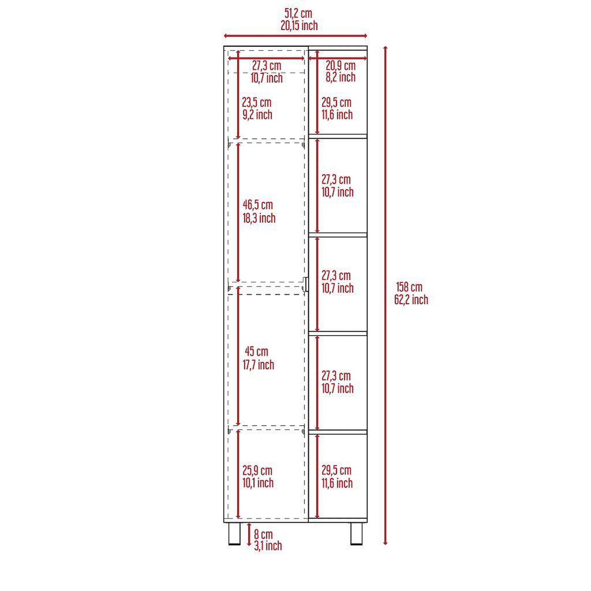 Mueble Esquinero de Baño Urano, con 5 estantes, 62.2 CM A X 20.15 CM An X  8.58 CM P, Blanco