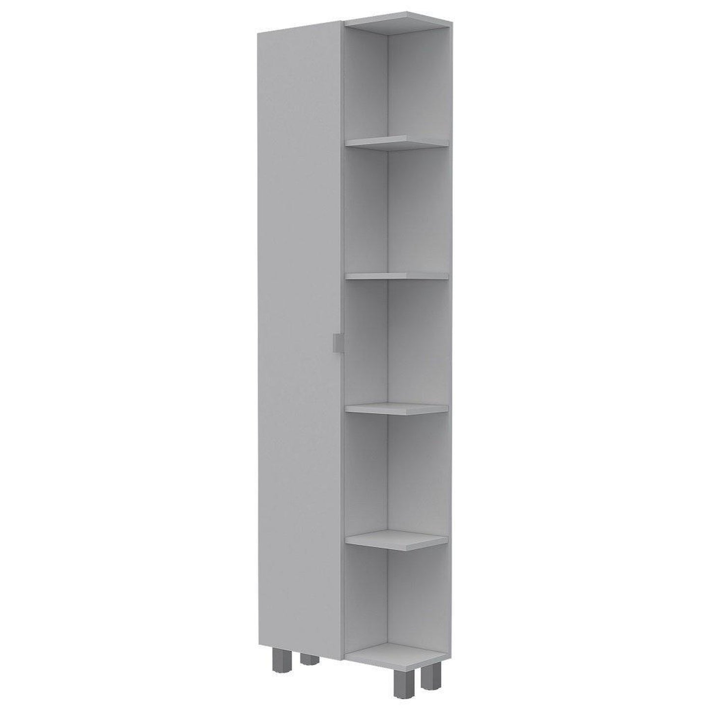 TUHOME Urano 62" White Freestanding Corner Linen Cabinet With 5 Open Shelves