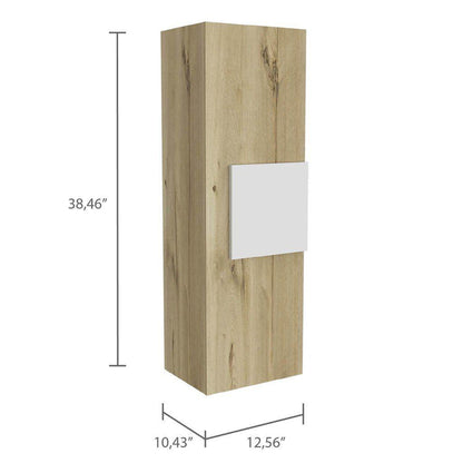 TUHOME Vanguard 38" Light Oak Wall-Mounted Cabinet With White Center Panel