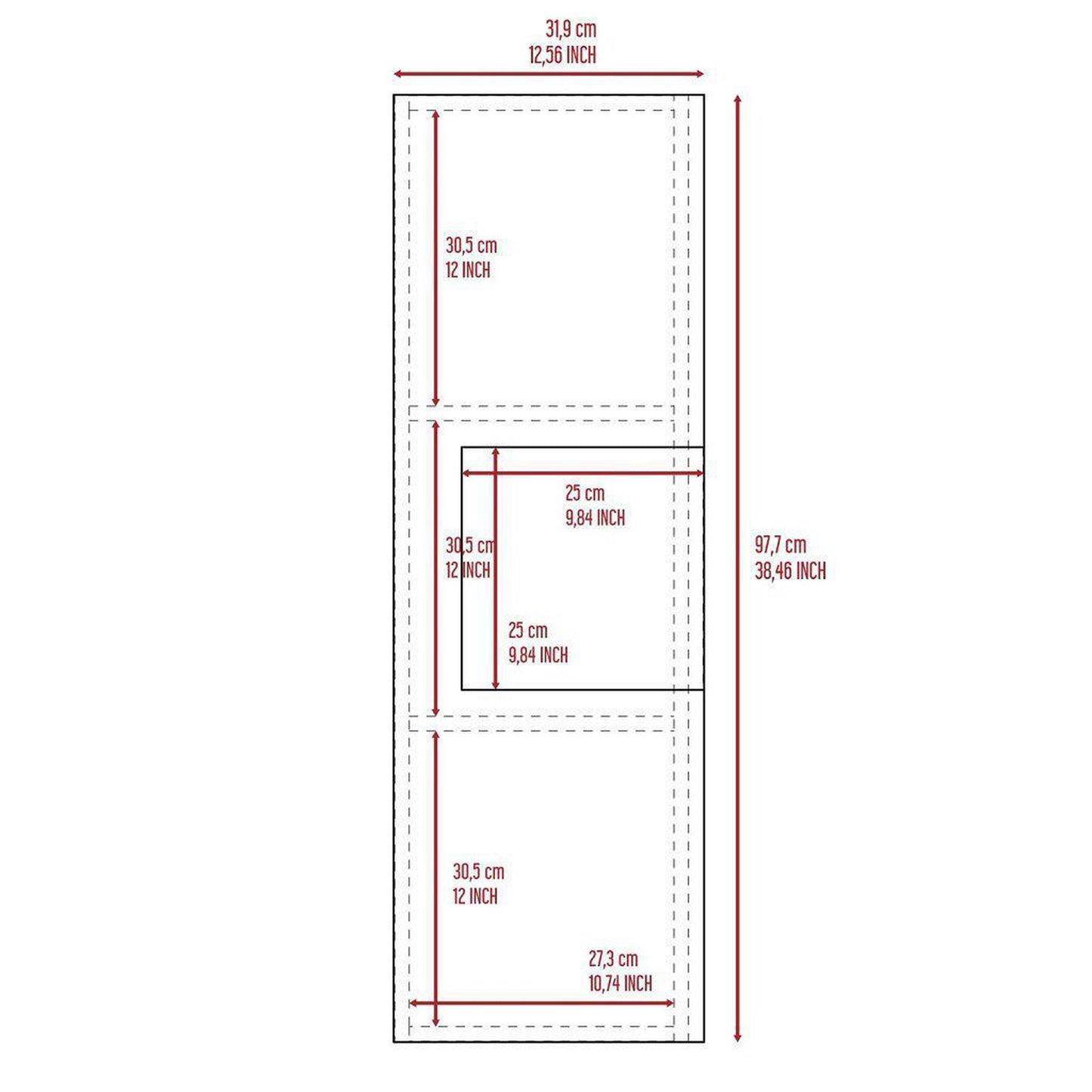 TUHOME Vanguard 38" Light Oak Wall-Mounted Cabinet With White Center Panel